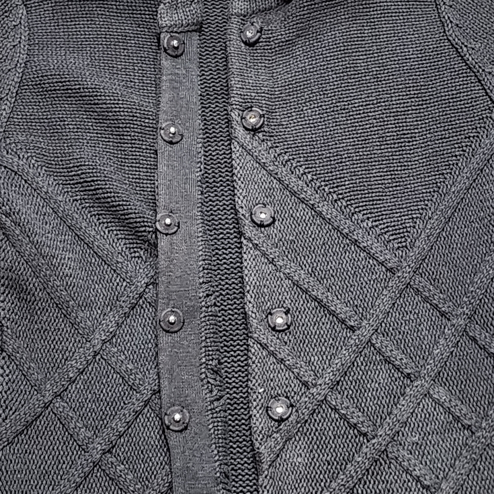 Liz & Co Knitted Grey Overcoat Style Cardigan Sweater Sz Lg - Picture 7 of 8